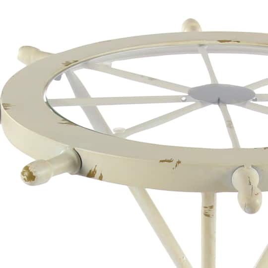 2.5ft. White Coastal Metal Accent Table